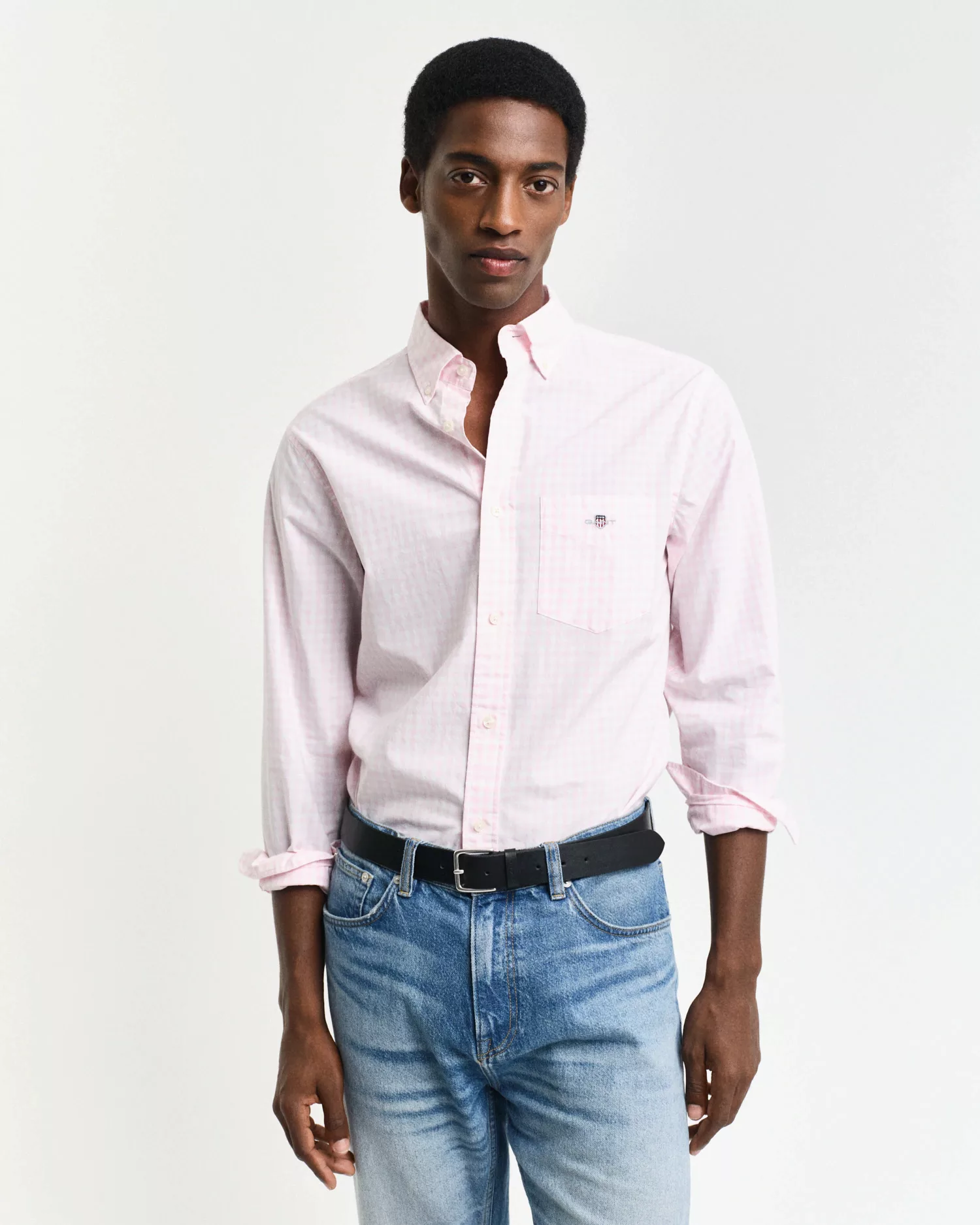 Gant Langarmhemd "REG POPLIN GINGHAM SHIRT", mit Logostickerei auf der Brus günstig online kaufen