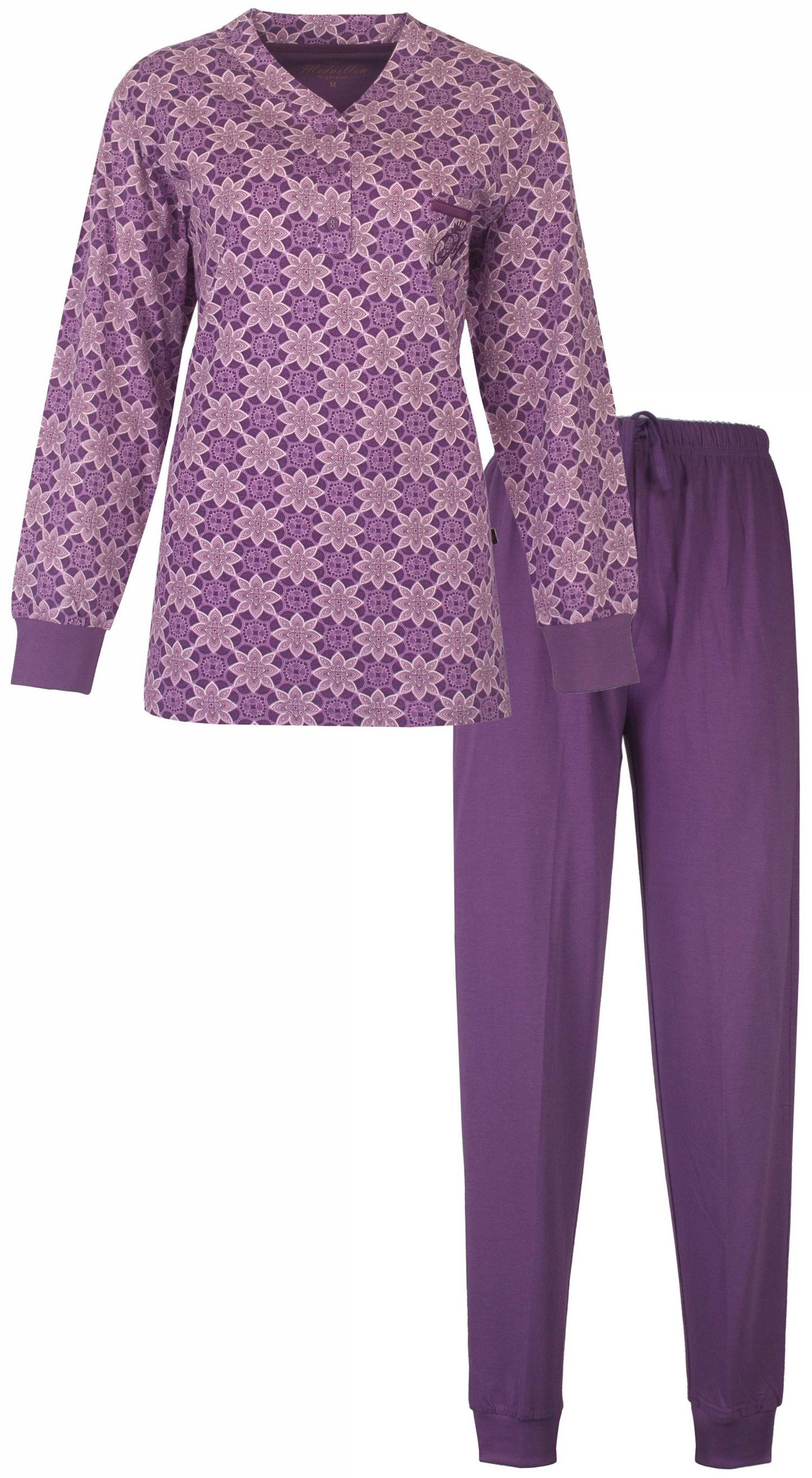 Medaillon Schlafanzug Damen Pyjama lang mit günstig online kaufen