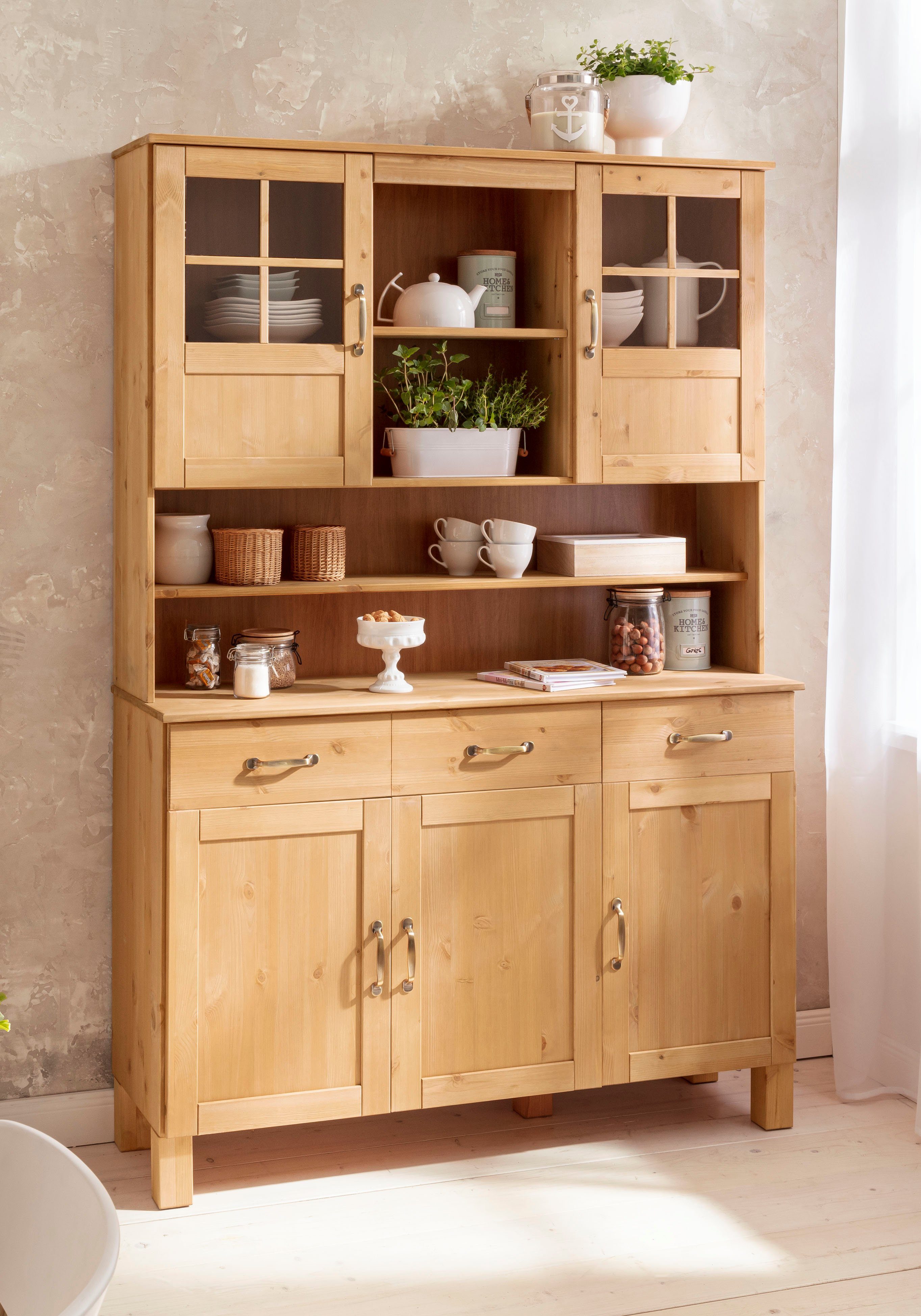 Home affaire Küchenbuffet "Alby", Breite 125 cm, 2 Glastüren, 2 Schubladen günstig online kaufen