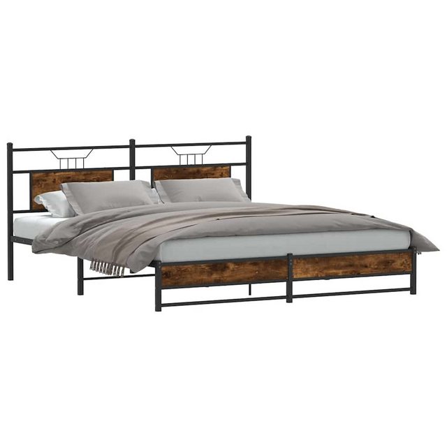 vidaXL Bett, Metallbett ohne Matratze Räuchereiche 183x213 cm günstig online kaufen