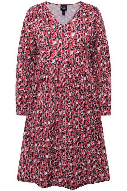 Ulla Popken Sommerkleid Kleid kurz Jersey mit Allover Print V-Ausschnitt günstig online kaufen