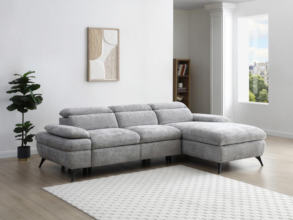 Ecksofa mit Schlaffunktion mit Bettkasten - Ecke rechts - Strukturstoff - G günstig online kaufen