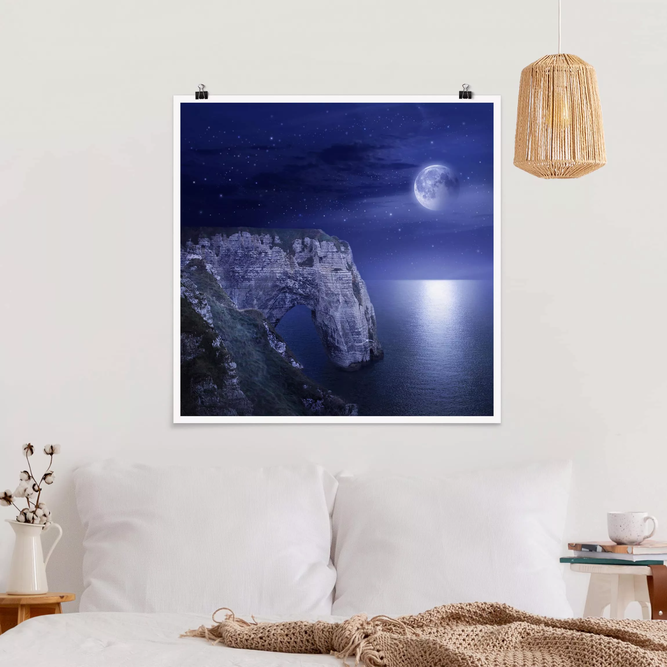 Poster Natur & Landschaft - Quadrat Étretat im Mondschein günstig online kaufen