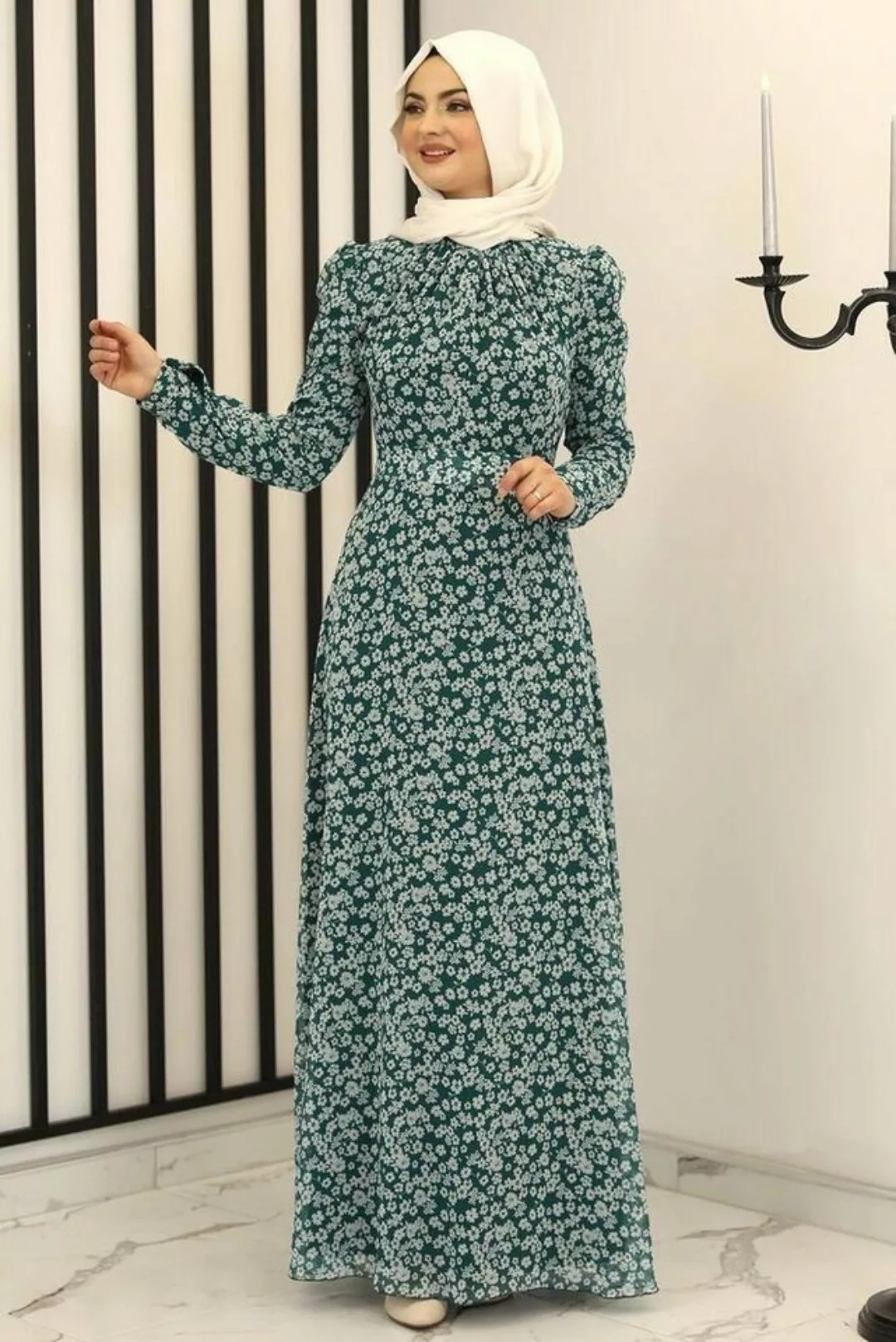 fashionshowcase Chiffonkleid Langärmliges Maxikleid für Damen – Modest Fash günstig online kaufen