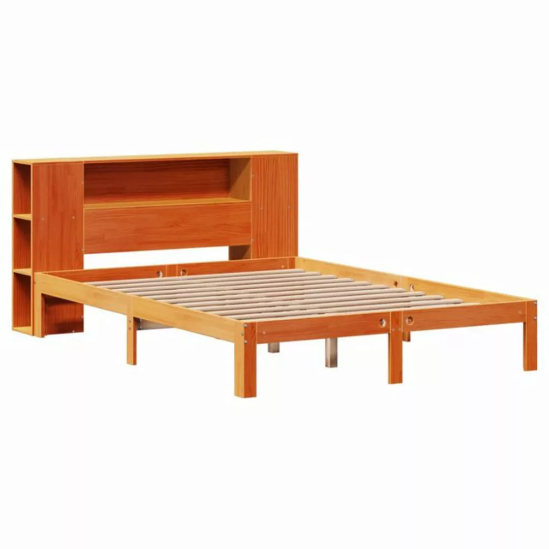 vidaXL Bett, Massivholzbett mit Regal ohne Matratze Wachsbraun 120x190 cm günstig online kaufen