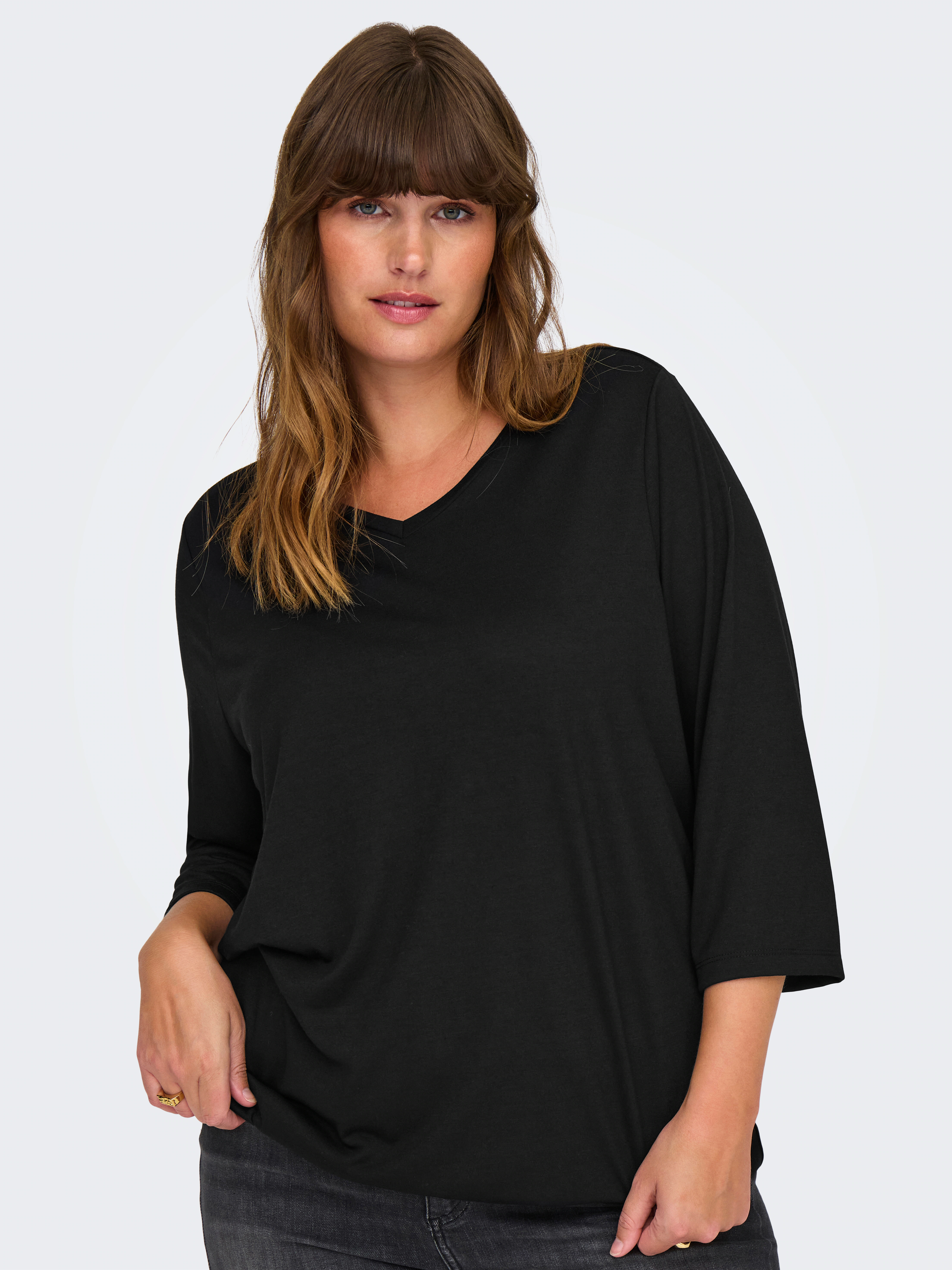 ONLY CARMAKOMA 3/4-Arm-Shirt CARCARLINNE V-NECK 3/4 TOP JRS BF günstig online kaufen