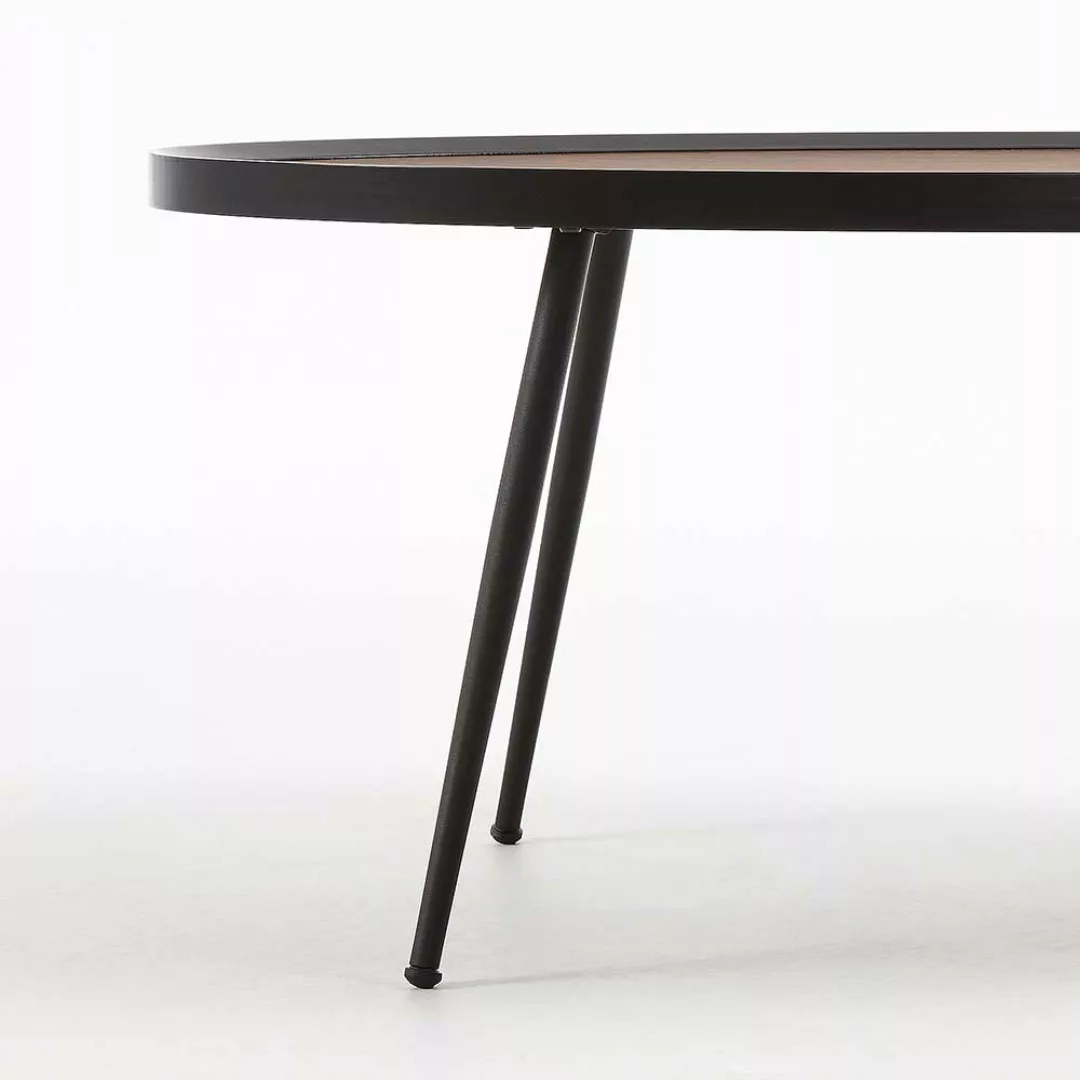 Sofa Tisch in Walnussfarben und Schwarz rund günstig online kaufen