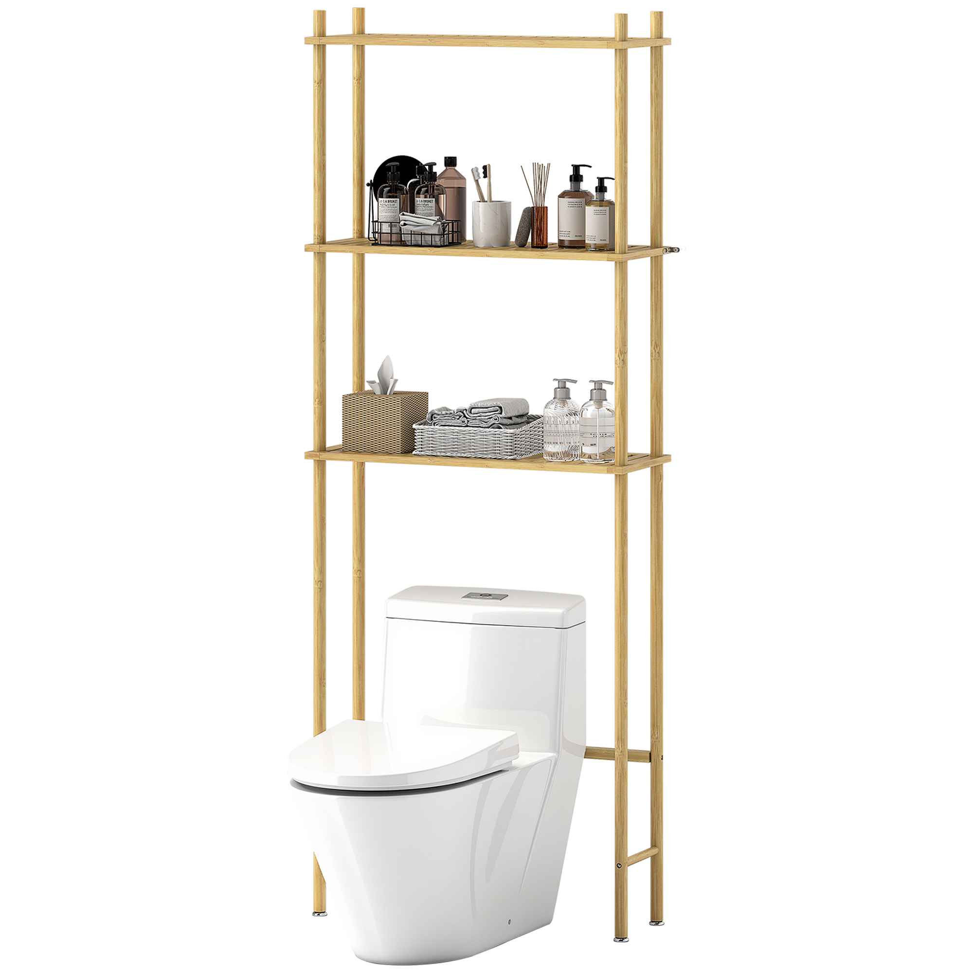 HOMCOM Toilettenregal 3 Ebenen Badezimmerregal mit Umkippschutz, platzspare günstig online kaufen