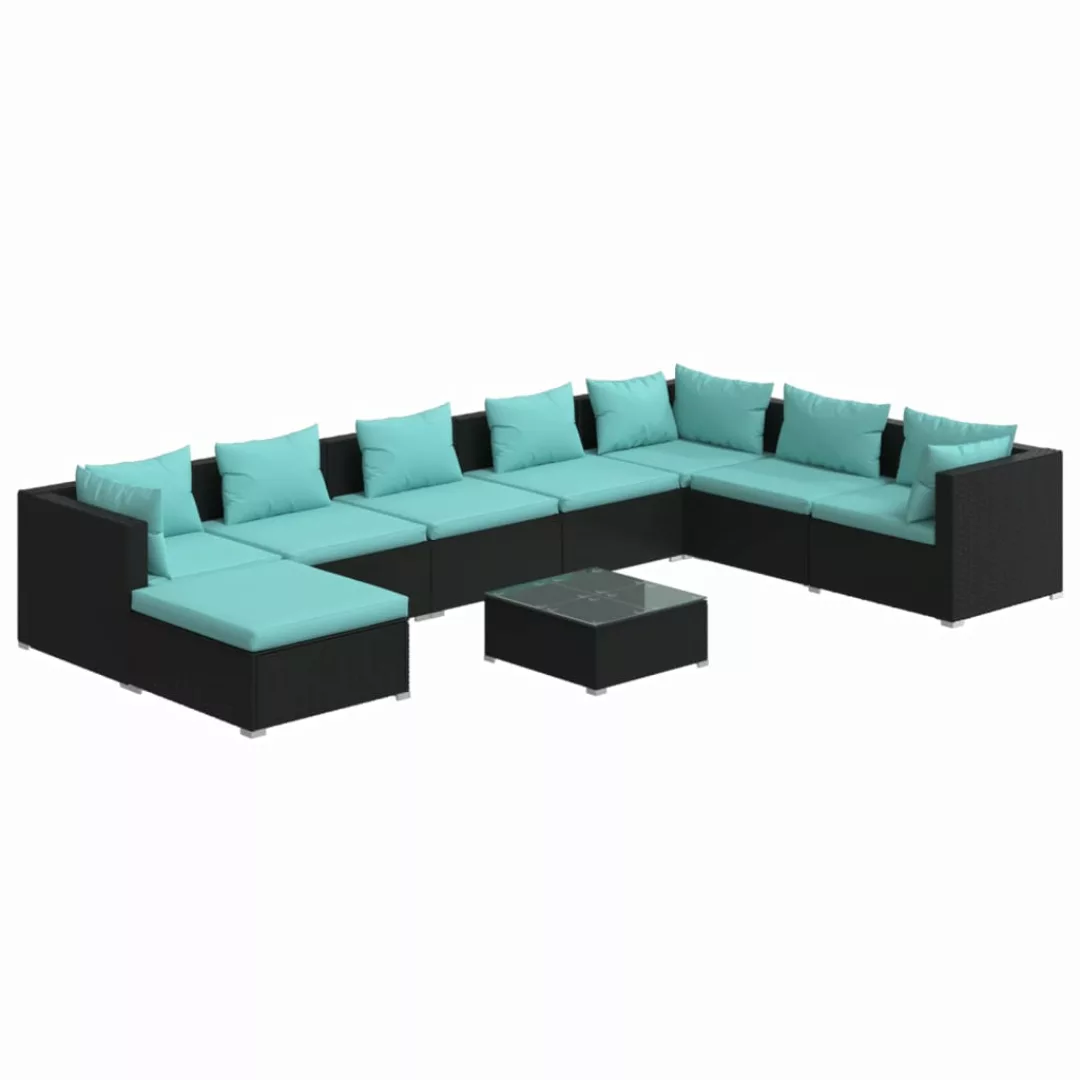 Vidaxl 9-tlg. Garten-lounge-set Mit Kissen Poly Rattan Schwarz günstig online kaufen