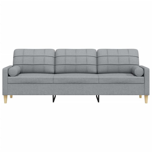 vidaXL Sofa Sofa 3-Sitzer mit Zierkissen Hellgrau 210 cm Stoff günstig online kaufen