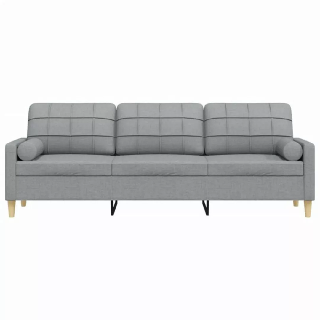 vidaXL Sofa Sofa 3-Sitzer mit Zierkissen Hellgrau 210 cm Stoff günstig online kaufen