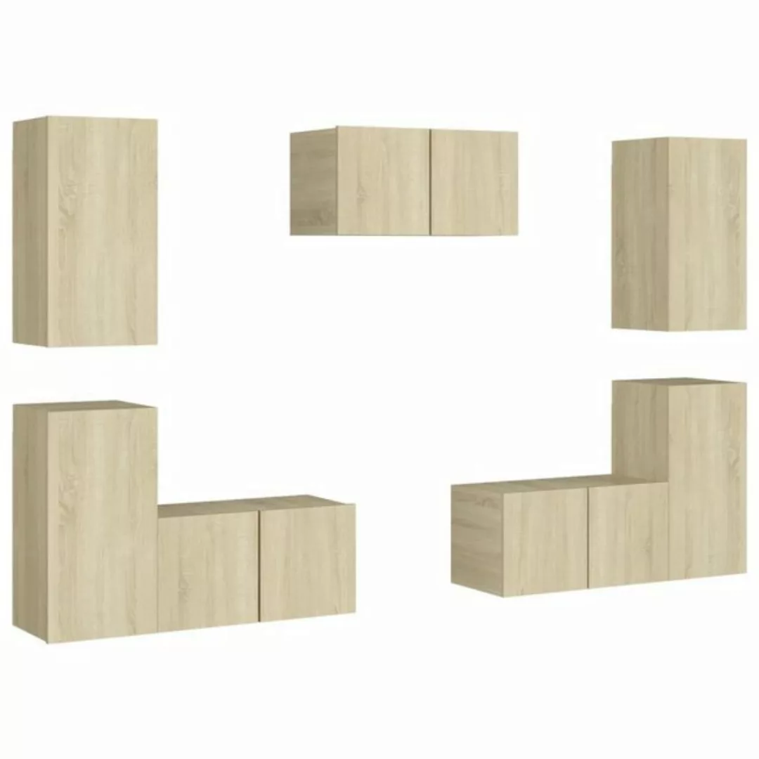 furnicato TV-Schrank 7-tlg. TV-Schrank-Set Sonoma-Eiche Holzwerkstoff (1-St günstig online kaufen