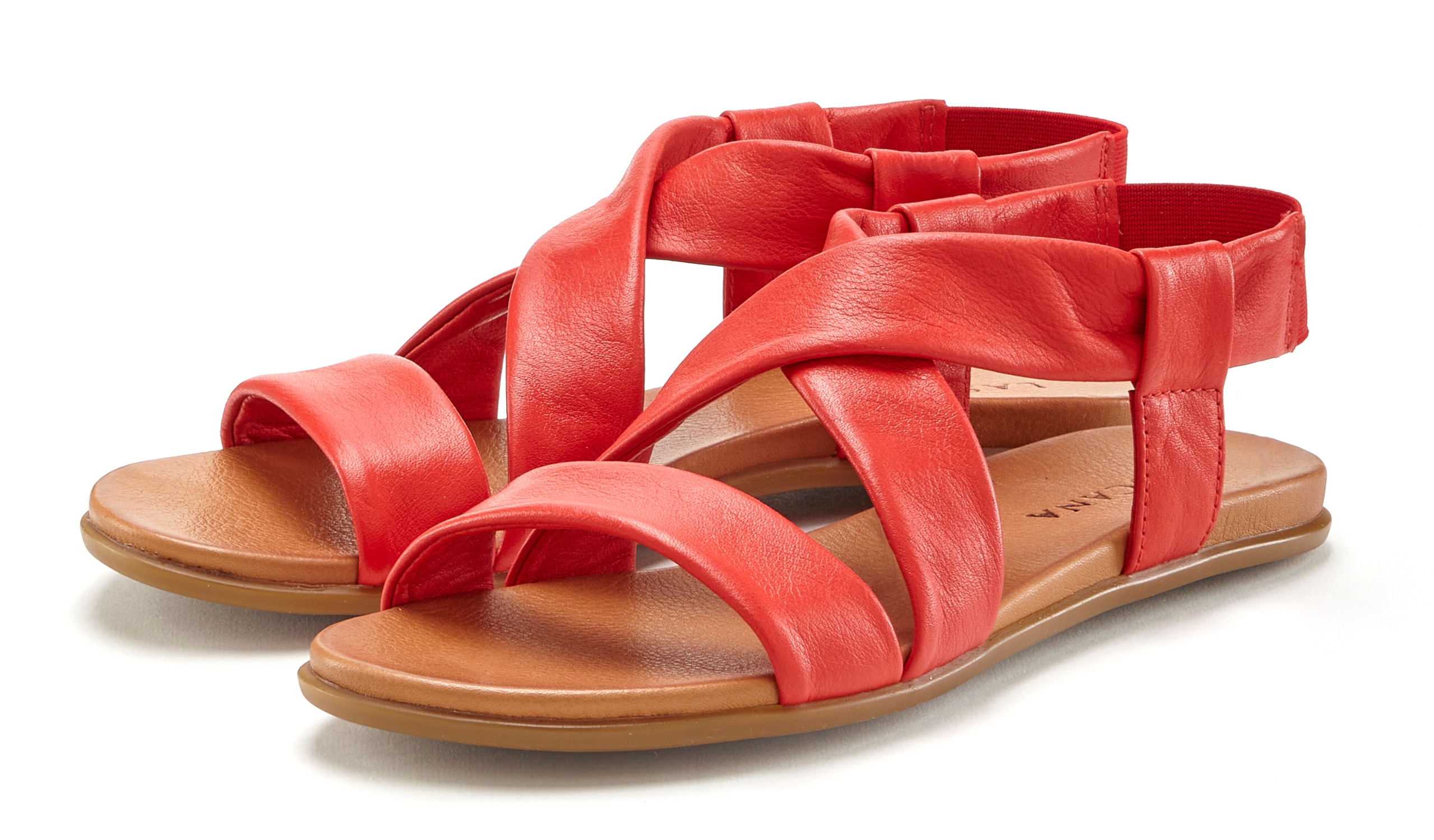 LASCANA Sandale "Sommerschuh", aus Leder mit raffinierten Riemchen, Sandale günstig online kaufen