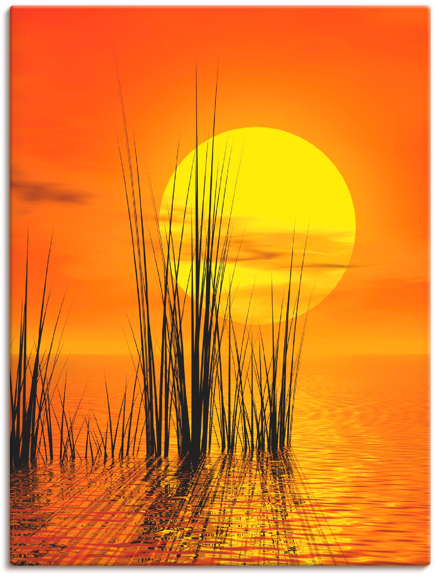 Artland Wandbild »Sonnenuntergang mit Schilf«, Sonnenaufgang & -untergang, günstig online kaufen