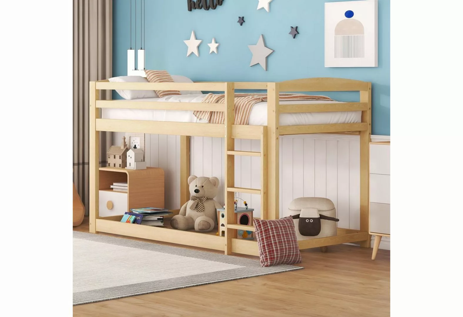 Odikalo Etagenbett Kinderbett Jugendbett Holzbett mit/ohne Rutsche 90x200 W günstig online kaufen