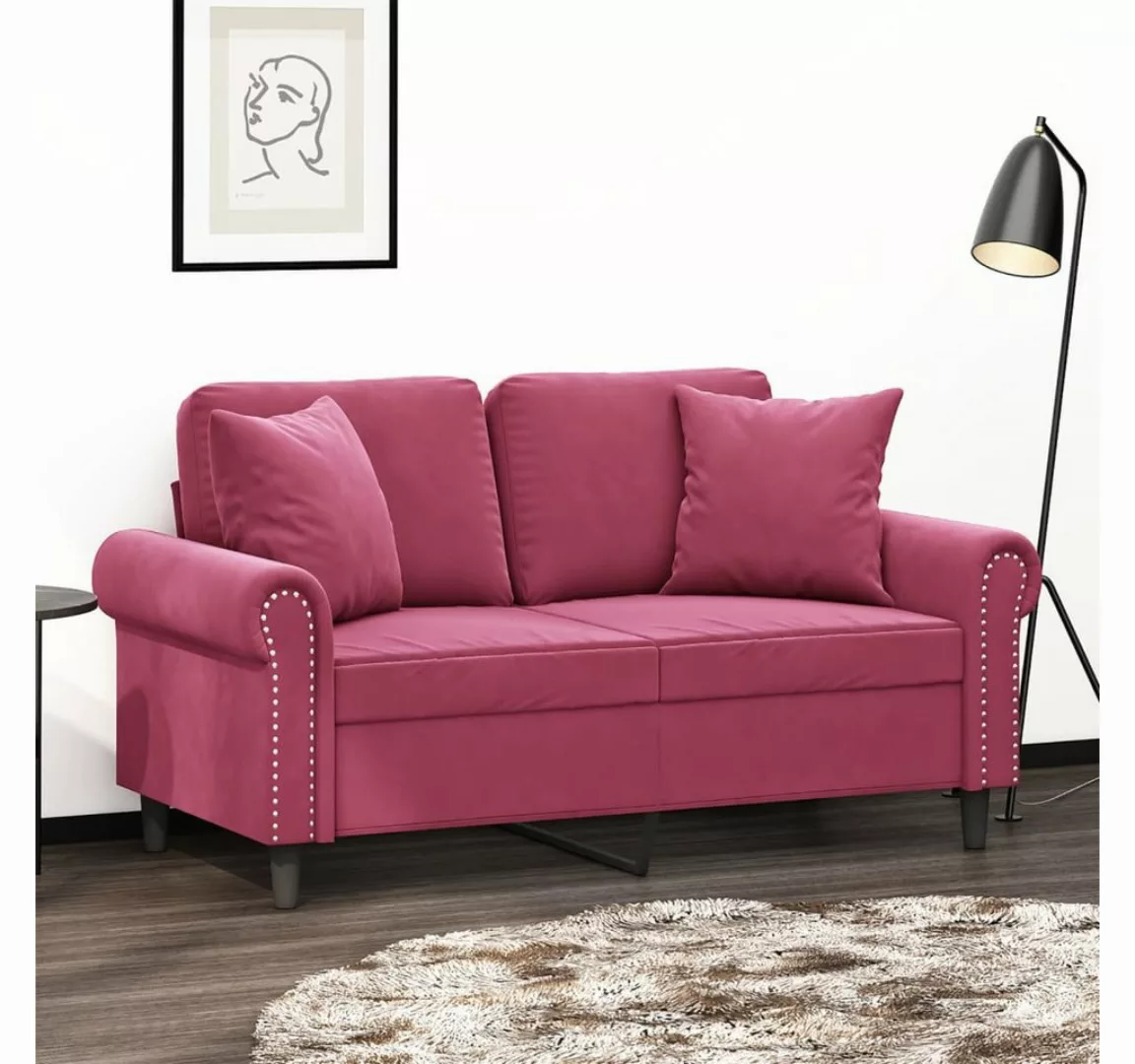 vidaXL Sofa 2-Sitzer-Sofa mit Zierkissen Schwarz 120 cm Samt günstig online kaufen