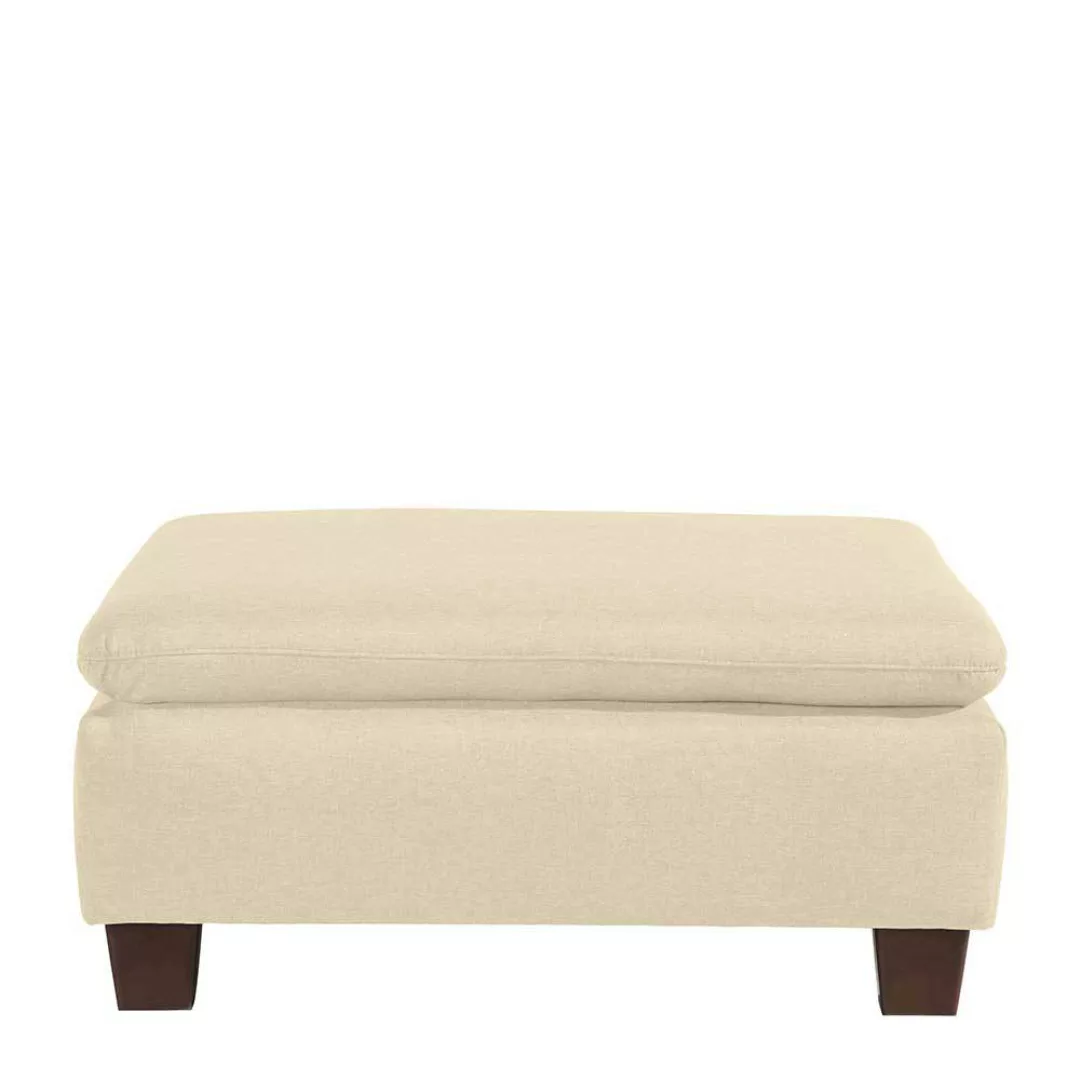Couch Sitzhocker Beige aus Flachgewebe Buche Massivholz günstig online kaufen