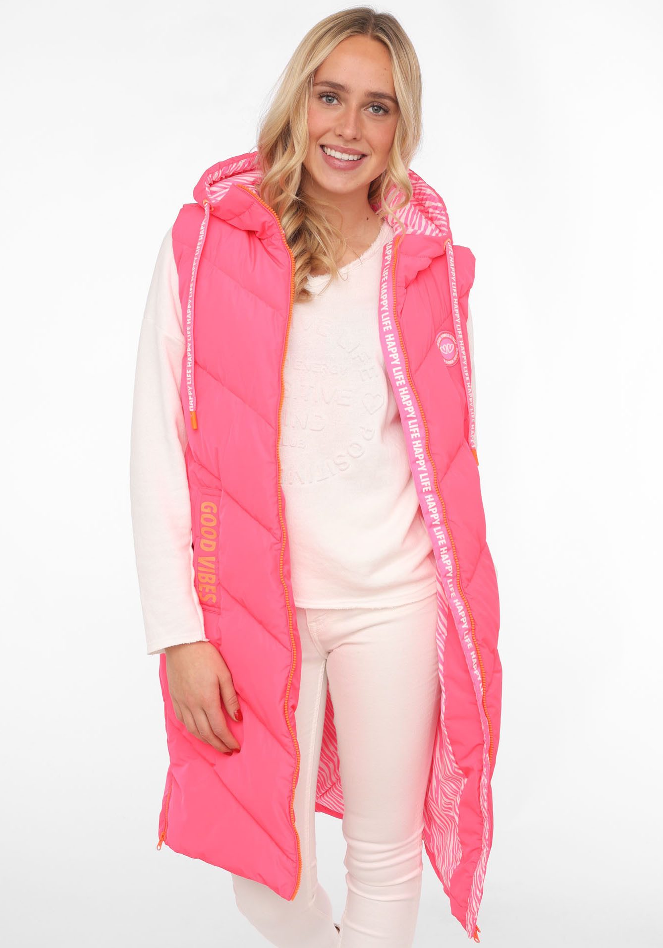 Zwillingsherz Steppweste "Zebra" Kapuze, Doppel-Zipper, modisch, günstig online kaufen