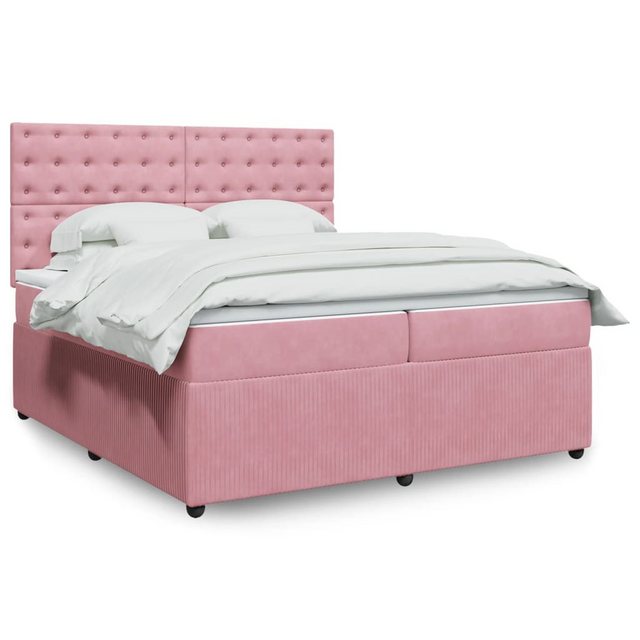 vidaXL Boxspringbett, Boxspringbett mit Matratze Rosa 200x200 cm Samt günstig online kaufen