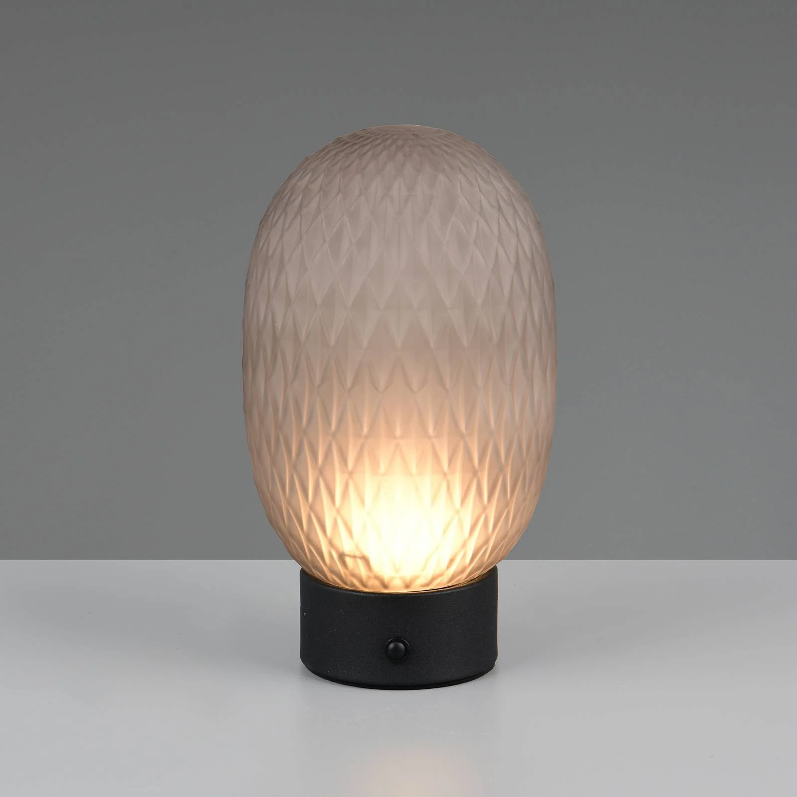 LED-Akku-Tischleuchte Facette, rauchgrau, USB, Glas günstig online kaufen