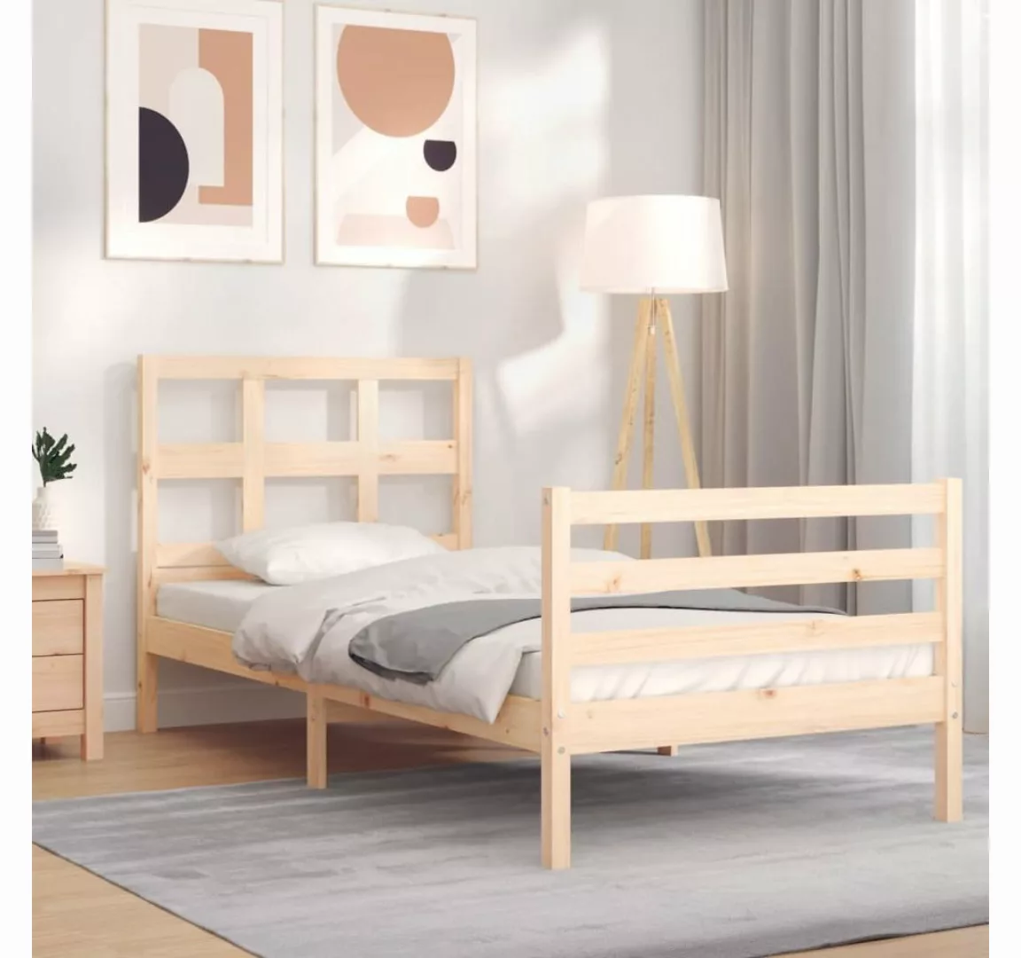 furnicato Bett Massivholzbett mit Kopfteil 90x200 cm günstig online kaufen