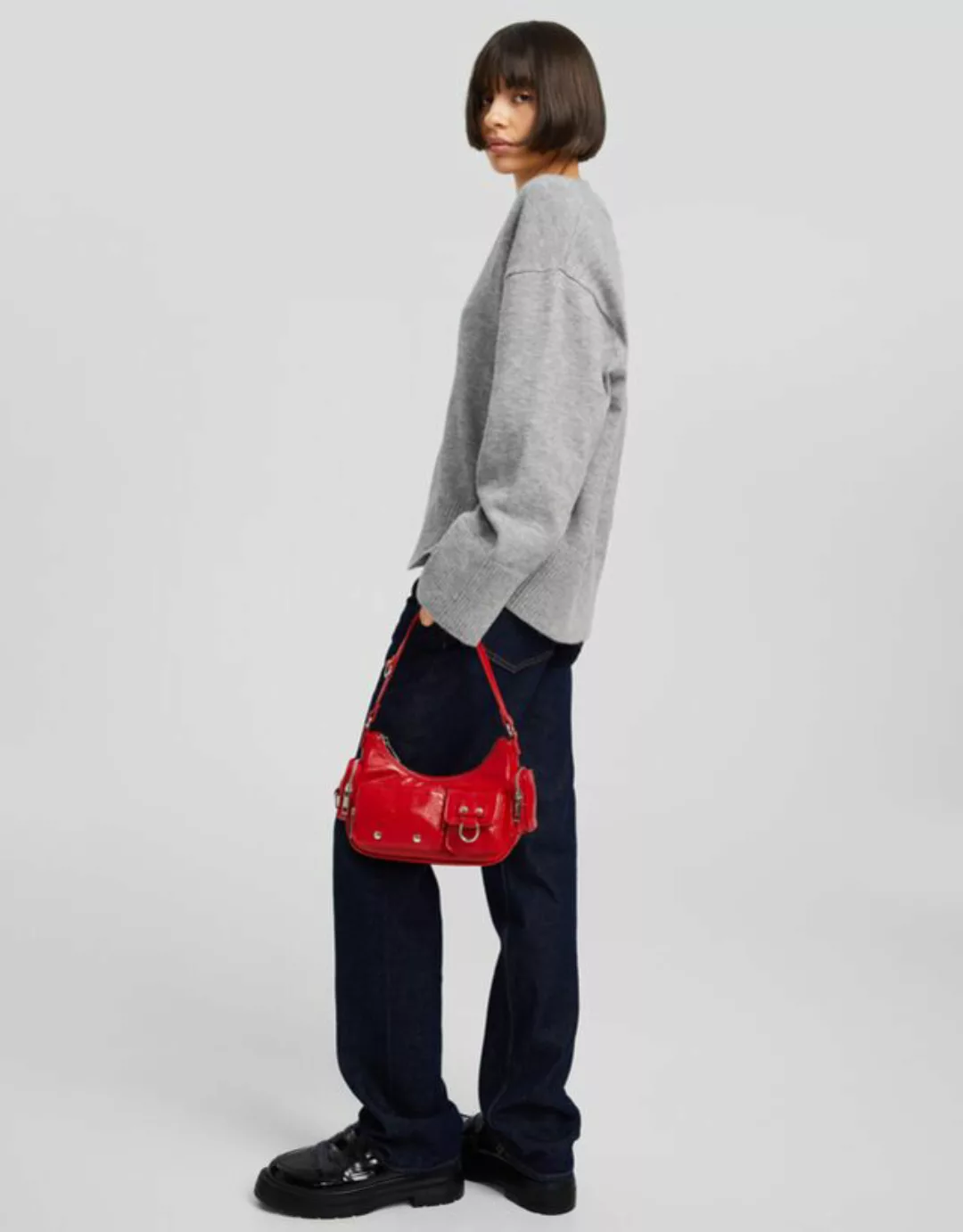 Bershka Multitaschen-Schultertasche Damen Rot günstig online kaufen