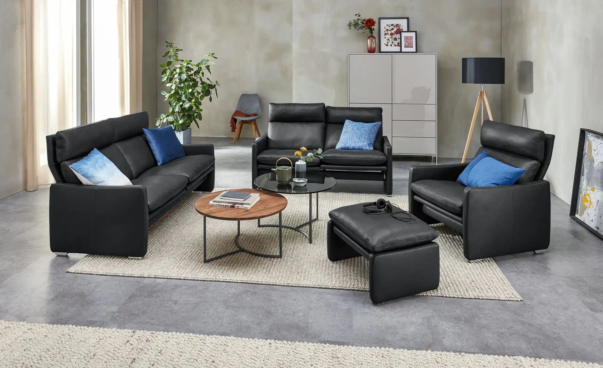 erpo just relax Ledersofa  JR 290 Trento ¦ schwarz ¦ Maße (cm): B: 174 H: 9 günstig online kaufen