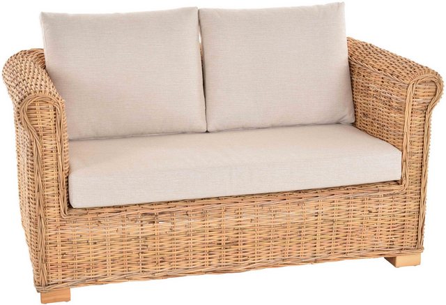 Krines Home Loungesofa Wohnzimmer-Sofa aus echtem Rattan / 2-Sitzer Lounge- günstig online kaufen