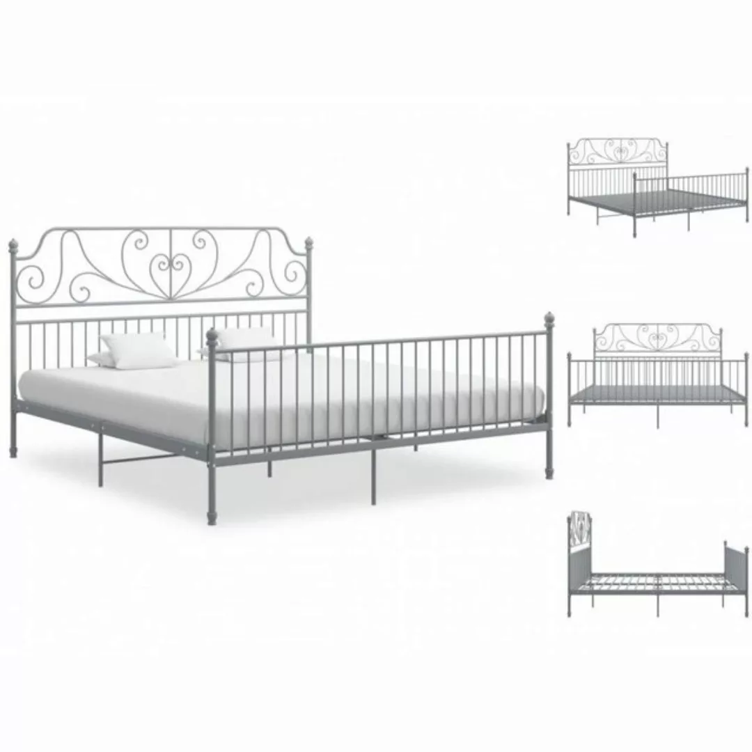 vidaXL Bettgestell Bettgestell Grau Metall 200x200 cm Doppelbett Bett Bettr günstig online kaufen