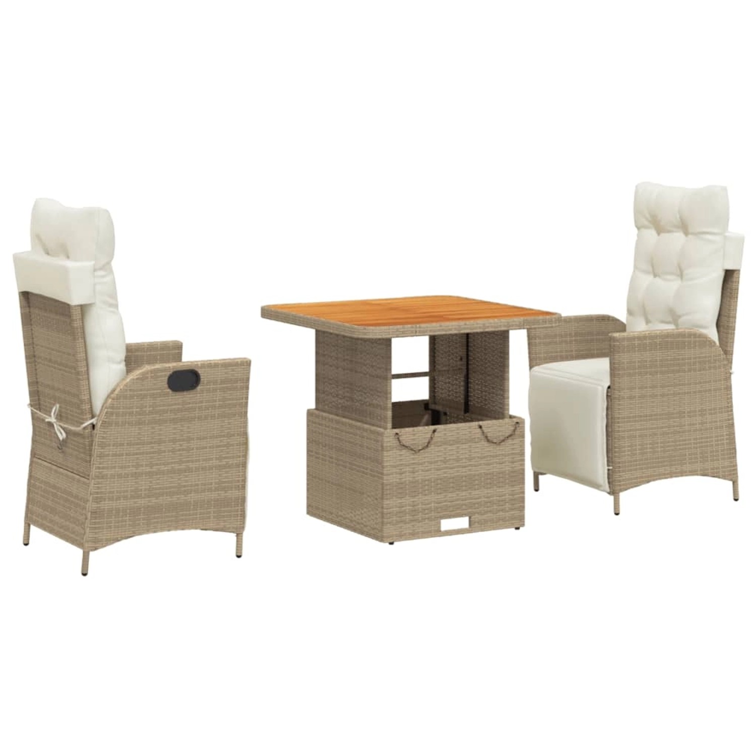 vidaXL 3-Tlg Garten-Essgruppe mit Kissen Beige Poly Rattan 3277471 günstig online kaufen