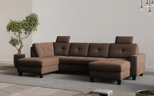 Places of Style Wohnlandschaft "Varese", Kreuznaht in beige günstig online kaufen