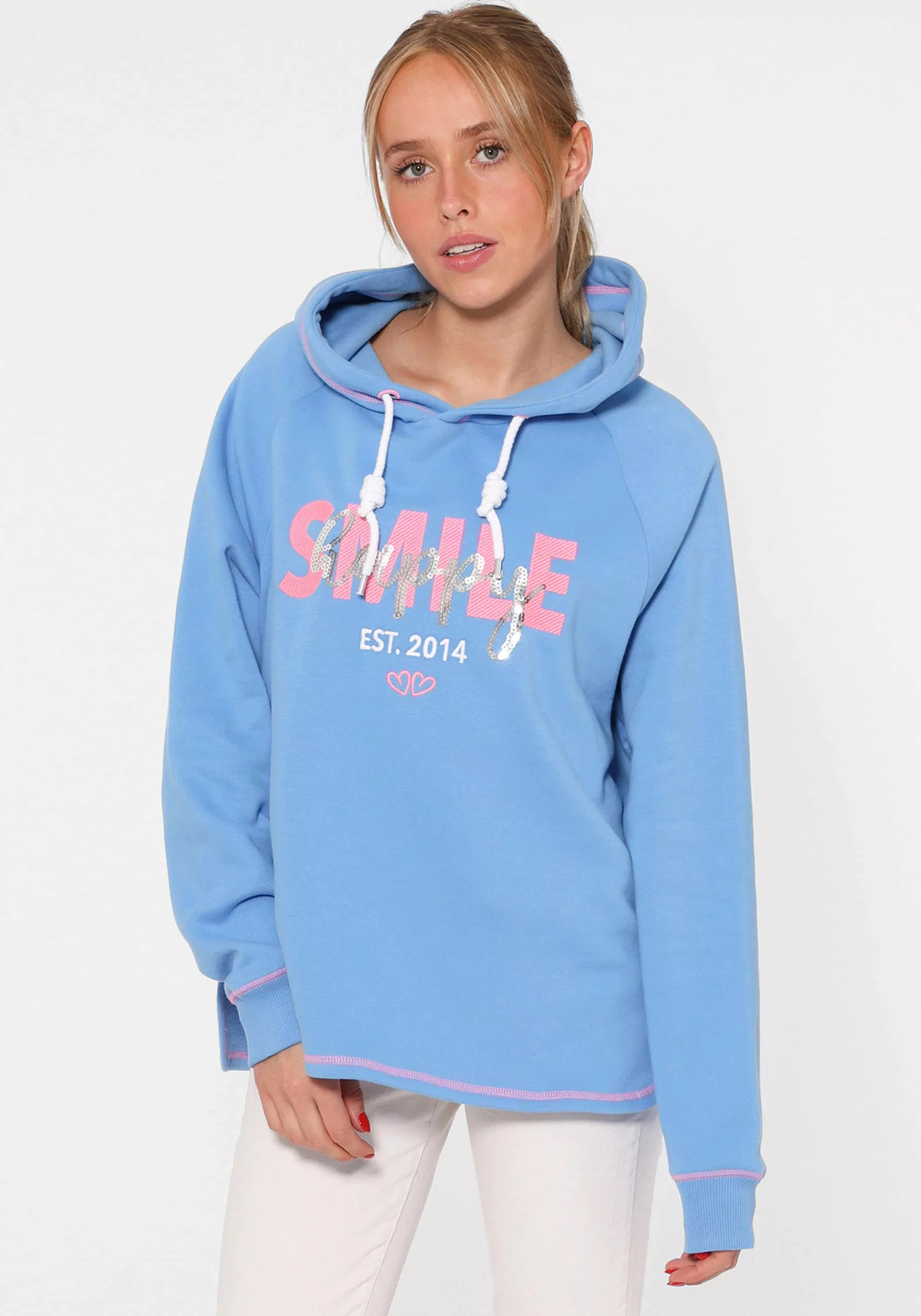 Zwillingsherz Hoodie ""Smile Happy"", mit "Smile Happy", Pailletten und Kon günstig online kaufen