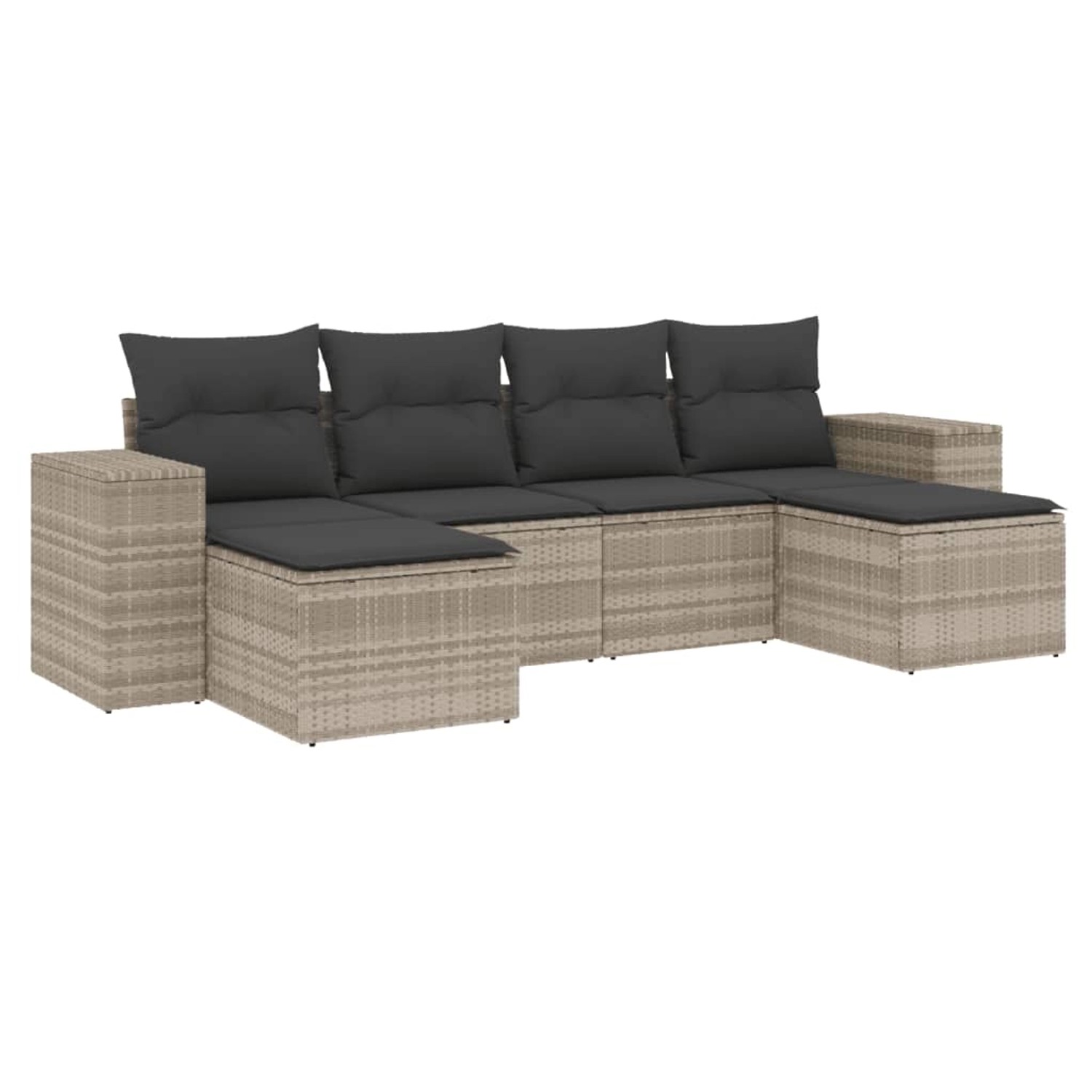 vidaXL 6-tlg Garten-Sofagarnitur mit Kissen Hellgrau Poly Rattan Modell 19 günstig online kaufen