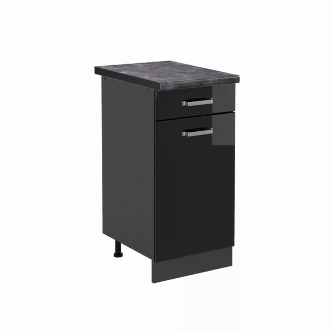 Vicco Unterschrank R-Line, Schwarz Hochglanz/Anthrazit, 40 cm, AP Anthrazit günstig online kaufen