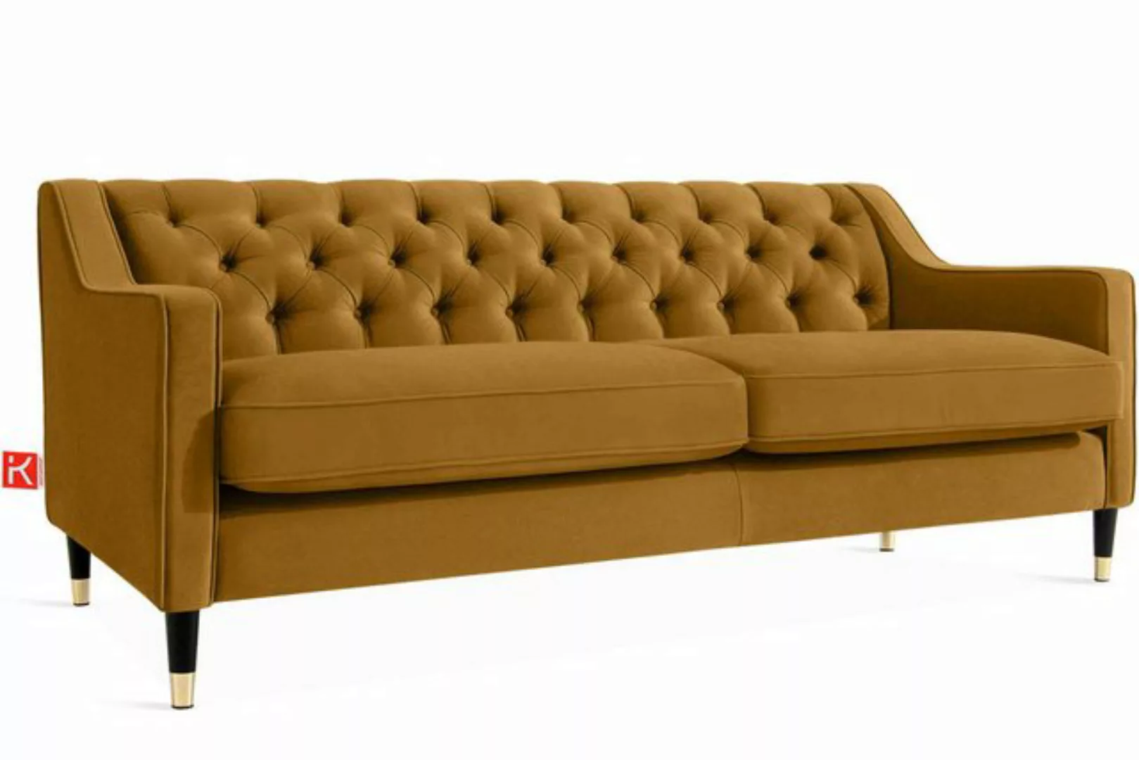 KONSIMO® Chesterfield-Sofa NOMUS 3-Sitzer Sofa, hohe Beine, gewellte Feder, günstig online kaufen