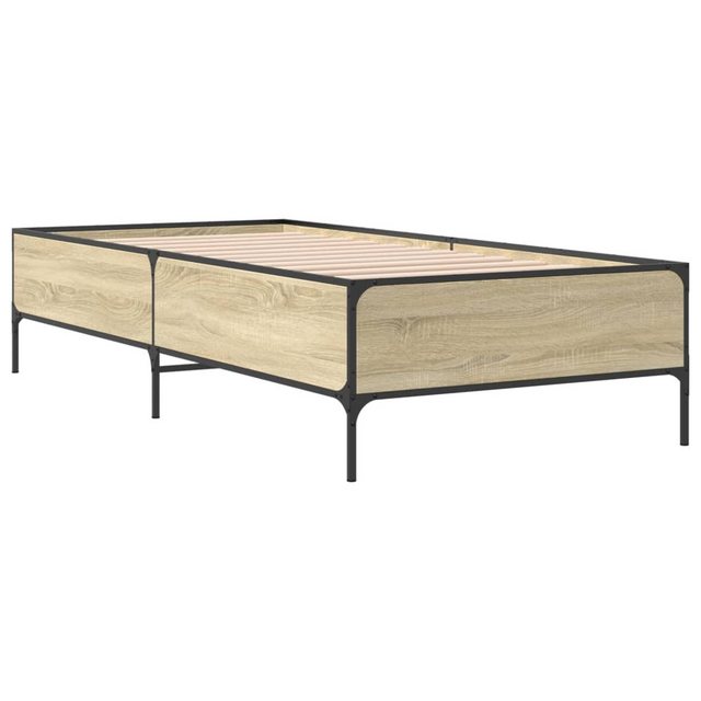 vidaXL Bett Bettgestell Sonoma-Eiche 90x200 cm Holzwerkstoff und Metall günstig online kaufen