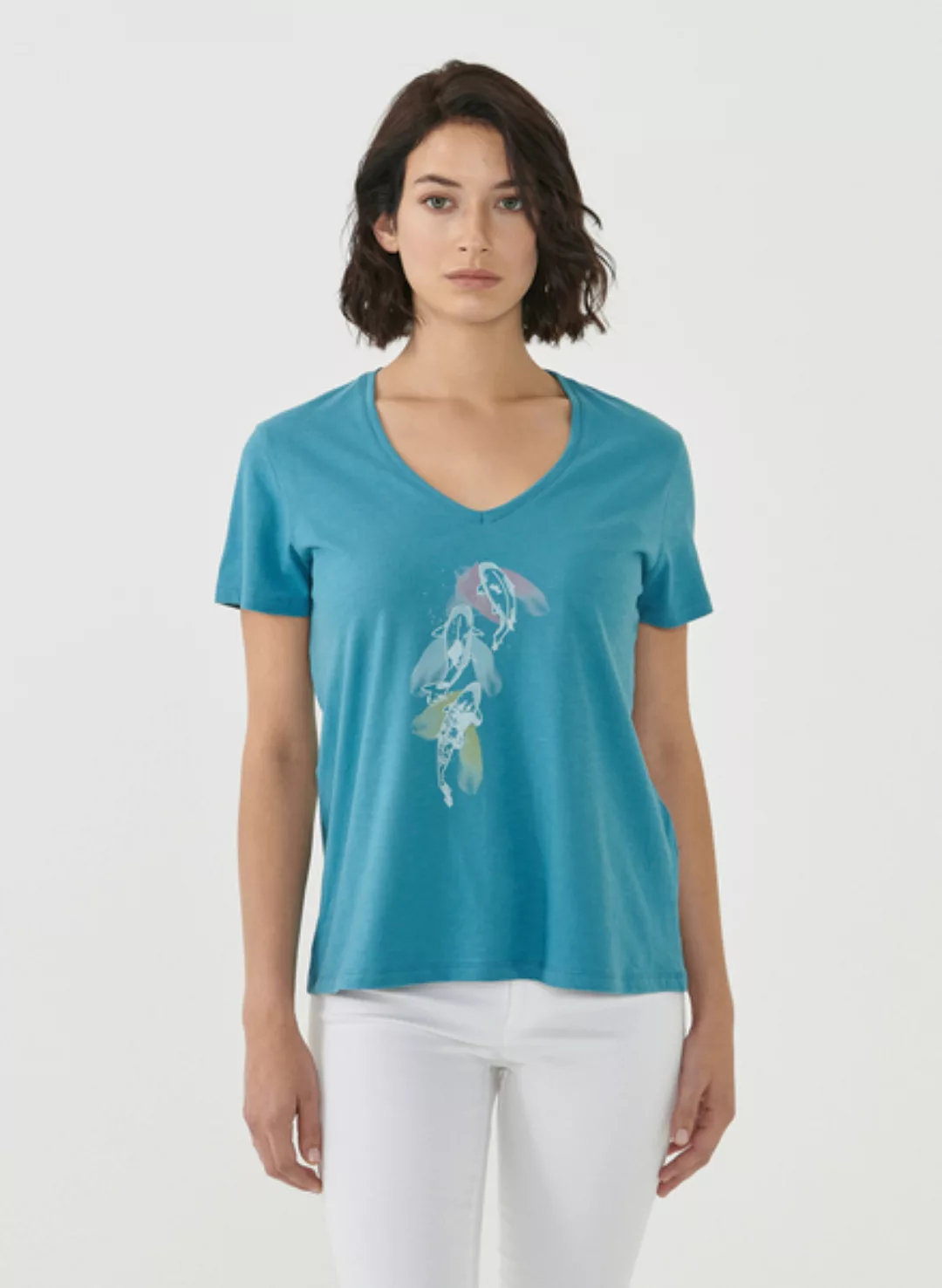 T-shirt Aus Bio-baumwolle Mit Fisch-print günstig online kaufen