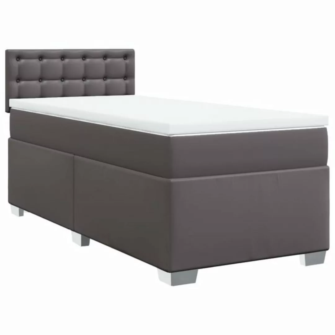 vidaXL Bett Boxspringbett mit Matratze Grau 80x200 cm Kunstleder günstig online kaufen