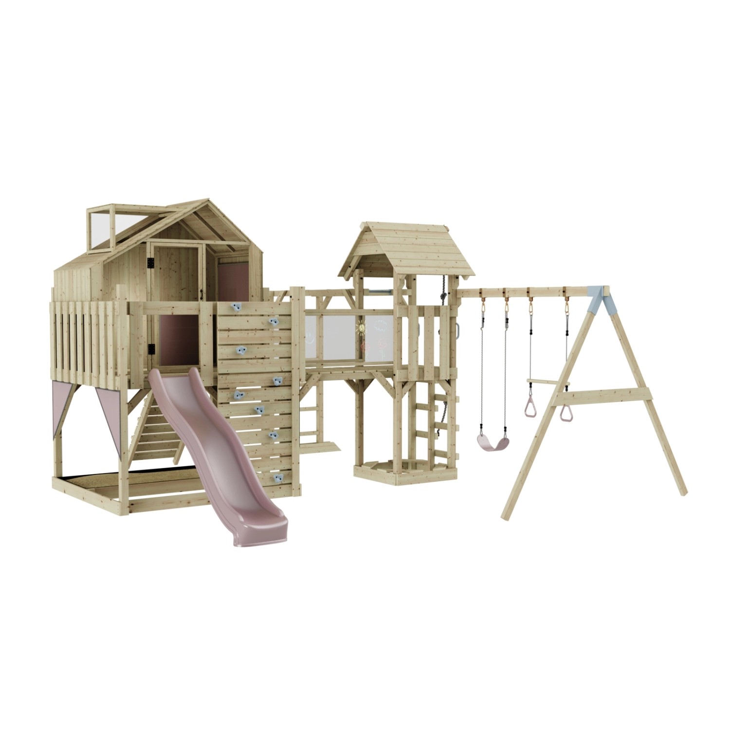 OutdoorToys Spielturm Knut mit Trapezschaukel Altrosa günstig online kaufen