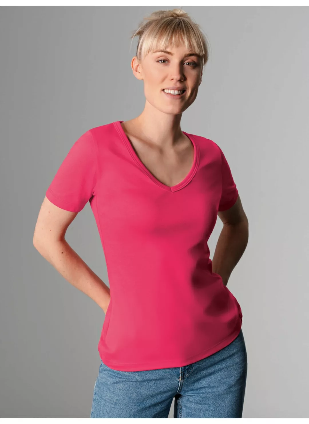 Trigema T-Shirt "TRIGEMA V-Shirt aus Baumwolle/Elastan", (1 tlg.) günstig online kaufen