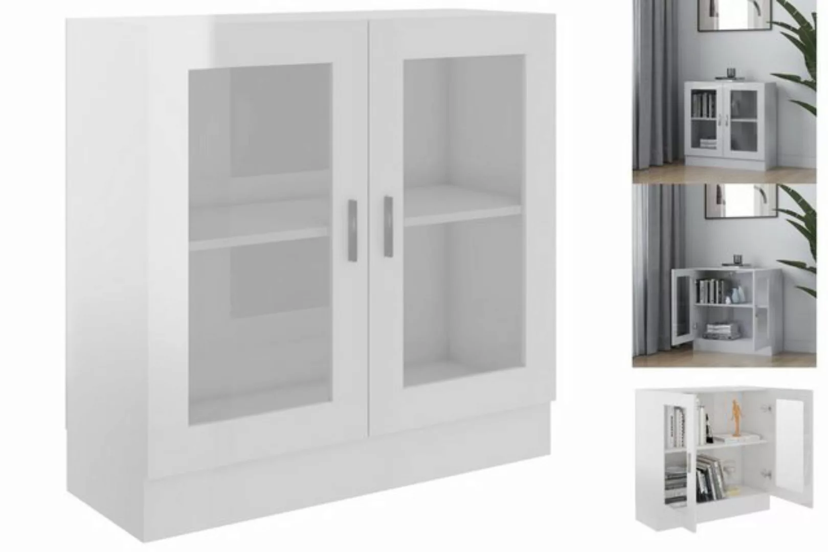 vidaXL Vitrine Bücherschrank Vitrinenschrank Vitrine Hochglanz-Weiß 82,5x30 günstig online kaufen