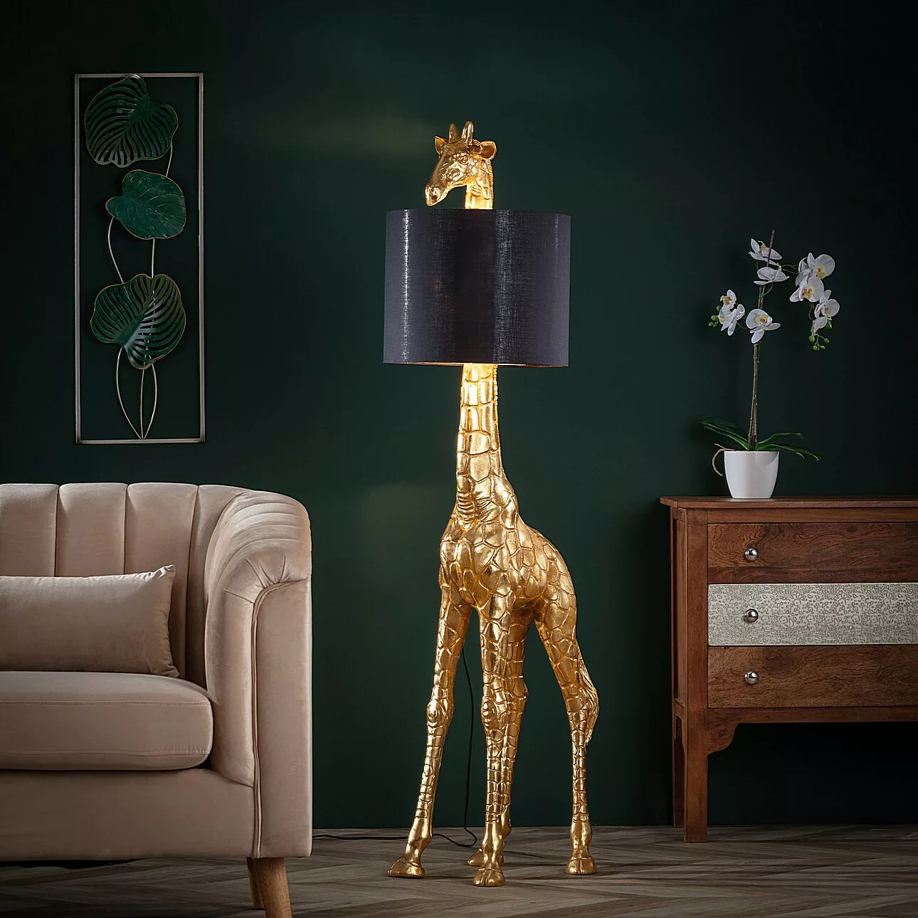 Stehlampe Gold Giraffe 171cm, 40 x 50 x 171 cm günstig online kaufen