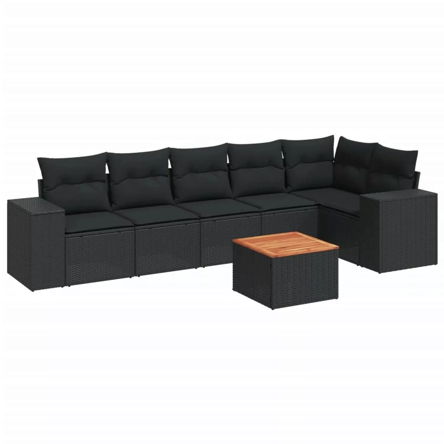 vidaXL 7-tlg Garten-Sofagarnitur mit Kissen Schwarz Poly Rattan Modell 73 günstig online kaufen