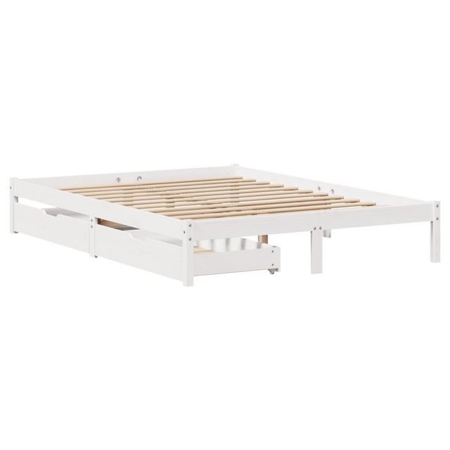 vidaXL Bett Massivholzbett ohne Matratze Weiß 150x200 cm Kiefernholz günstig online kaufen