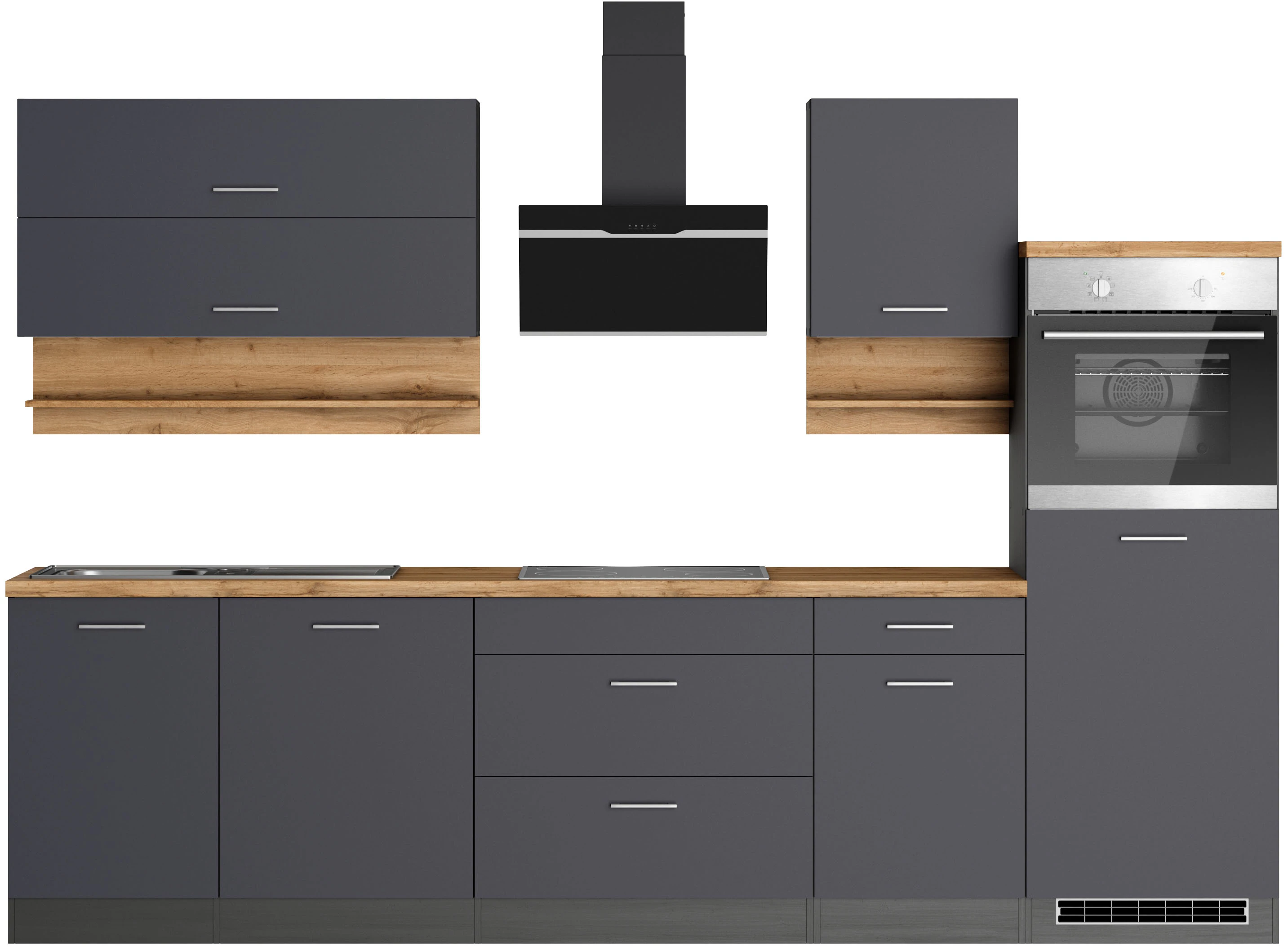 KOCHSTATION Küchenzeile "KS-Milan", 300 cm breit, robuste Metallauszüge, vi günstig online kaufen