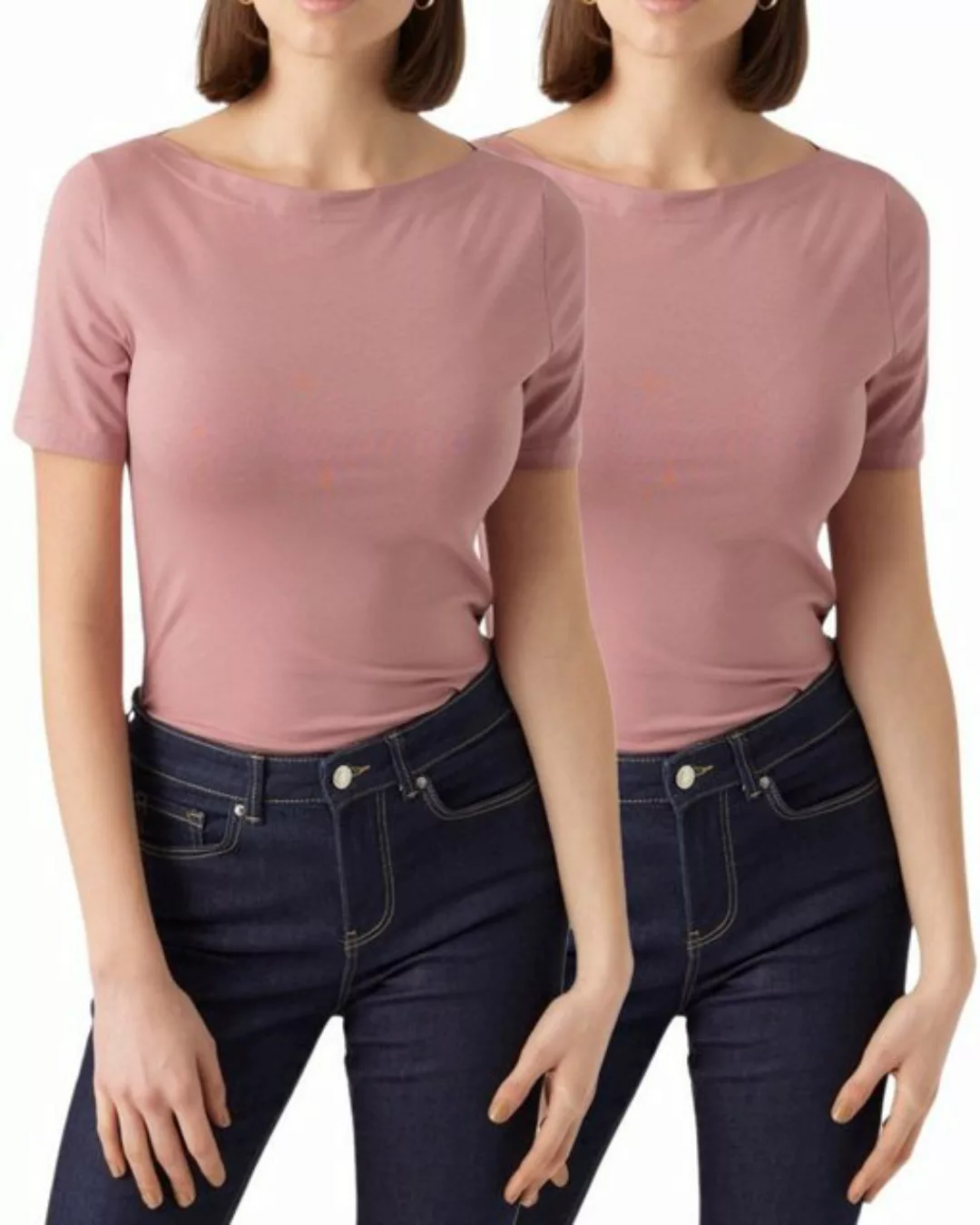 Vero Moda T-Shirt Stilvolles Damen-Shirt mit U-Boot Ausschnitt (2er-Pack) u günstig online kaufen