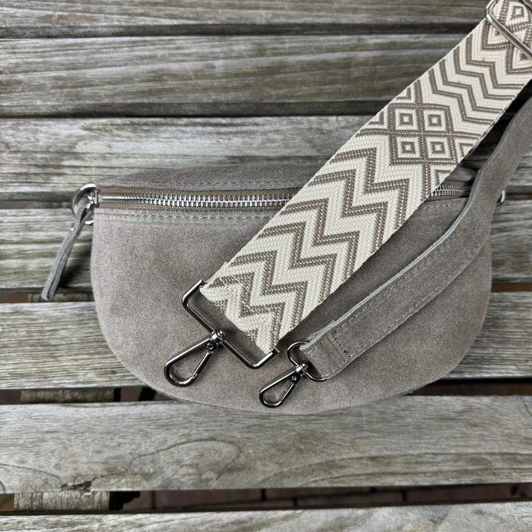 MAONI Bauchtasche Wildleder Dunkeltaupe mit 2x günstig online kaufen