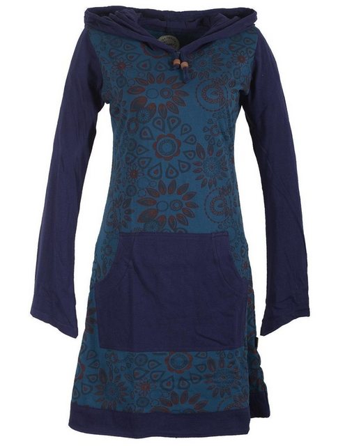 Vishes Jerseykleid Kapuzenkleid mit Blumen bedruckt und Kängurutasche Ethno günstig online kaufen