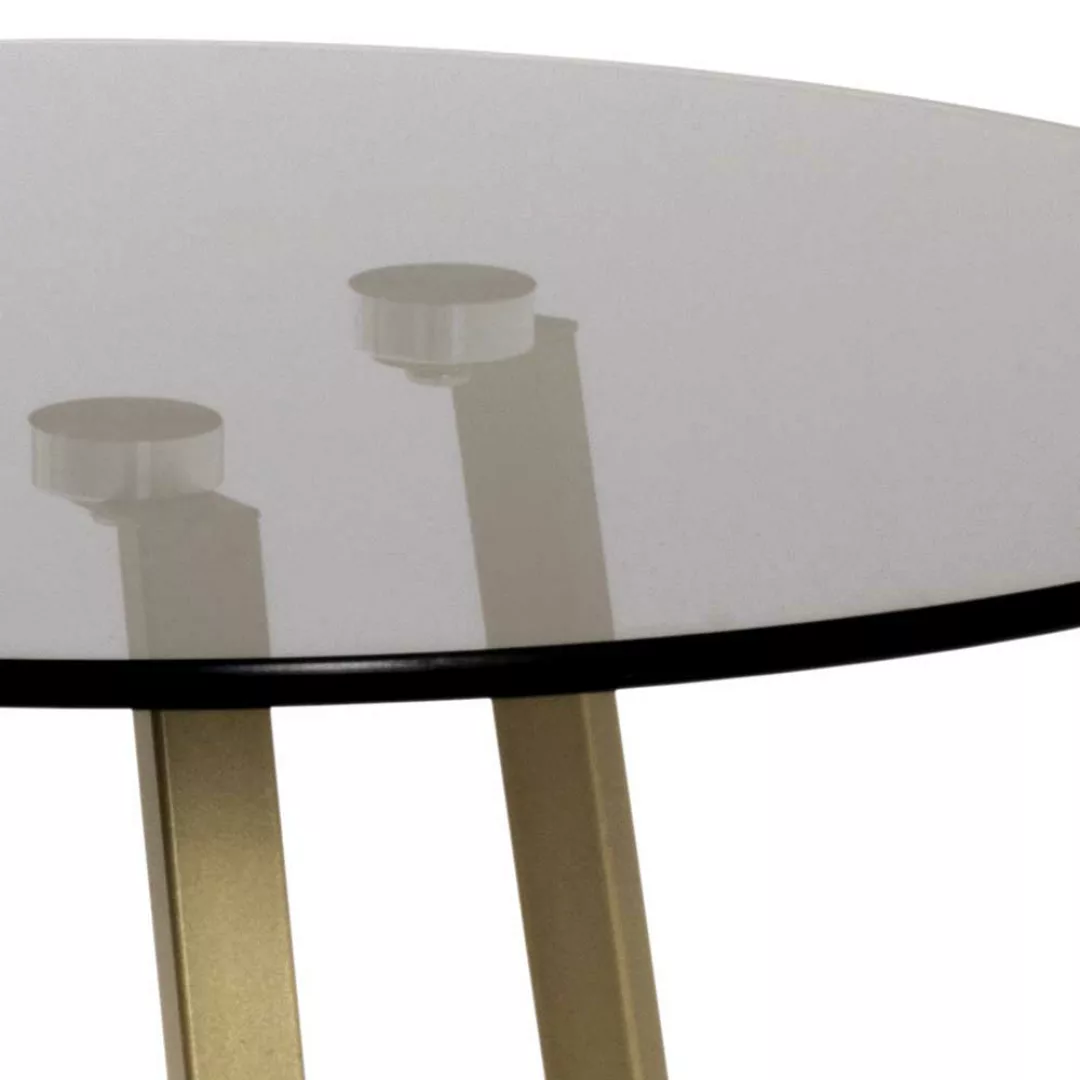 Glas Tisch mit Metall Bügelgestell Goldfarben günstig online kaufen