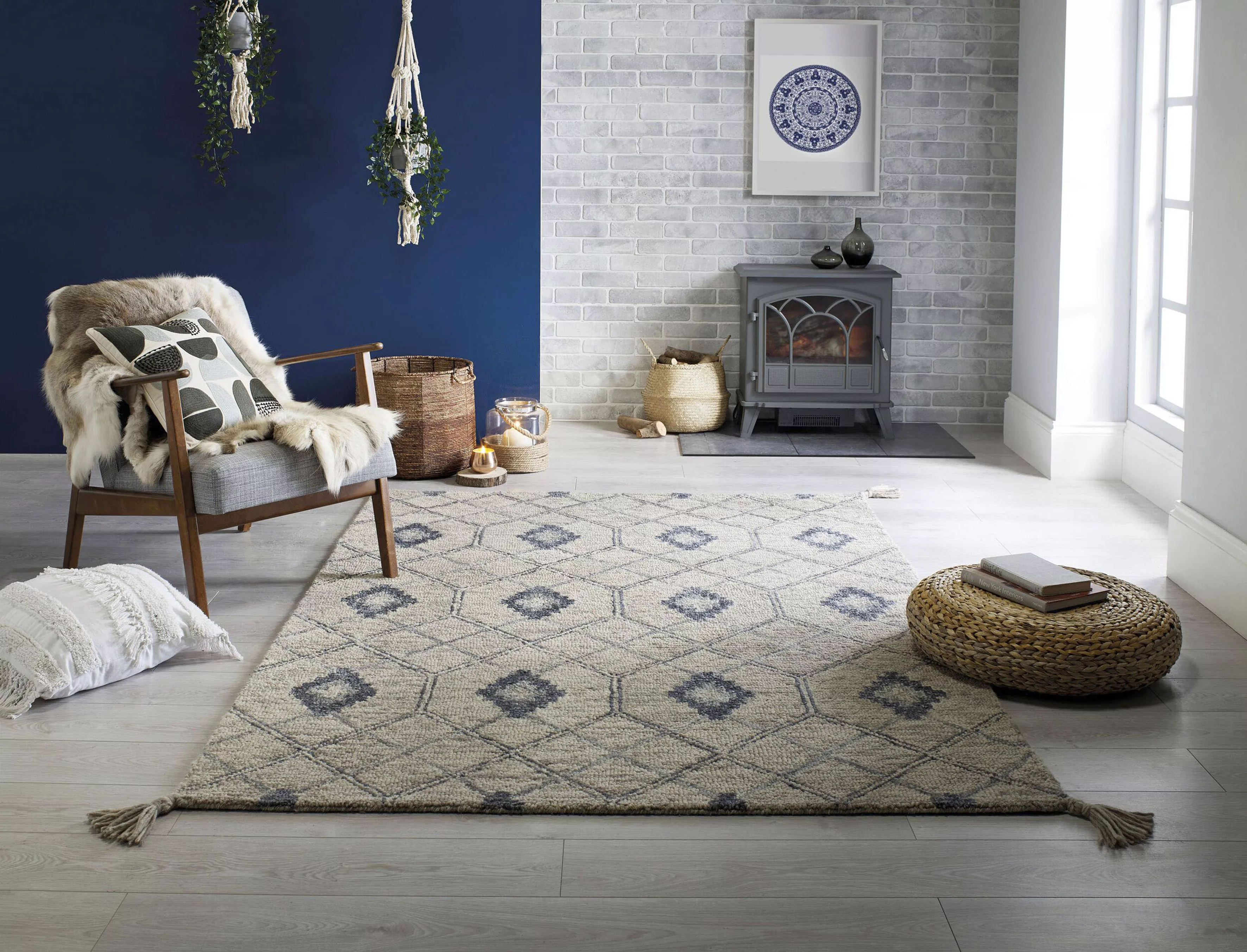 FLAIR RUGS Wollteppich »Diego«, rechteckig, 40 mm Höhe, fußbodenheizungsgee günstig online kaufen